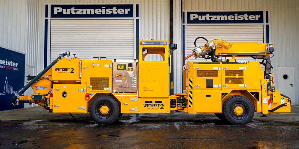 Putzmeister präsentiert Wetkret 2 Narrow Vein, die erste dual Spritzbetonmaschine für schmale Tunnel.